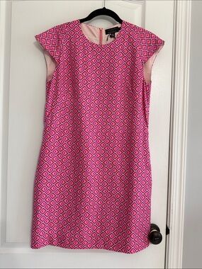 Ted Baker London Pink Geometric Cap-Sleeve Shift Dress
